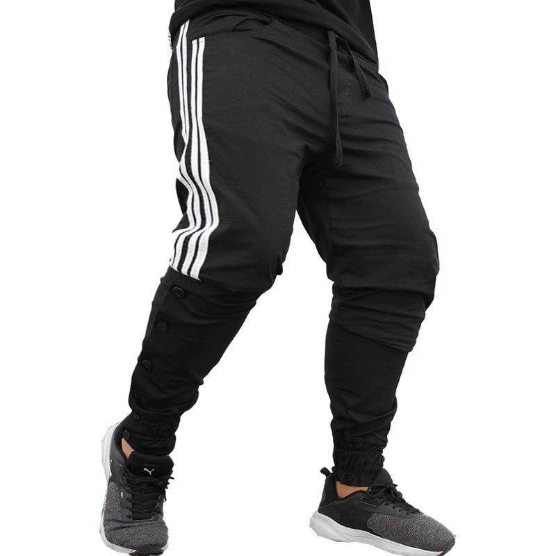 Calça Jogger Masculina PRETA Sarja Com Listras e Botões