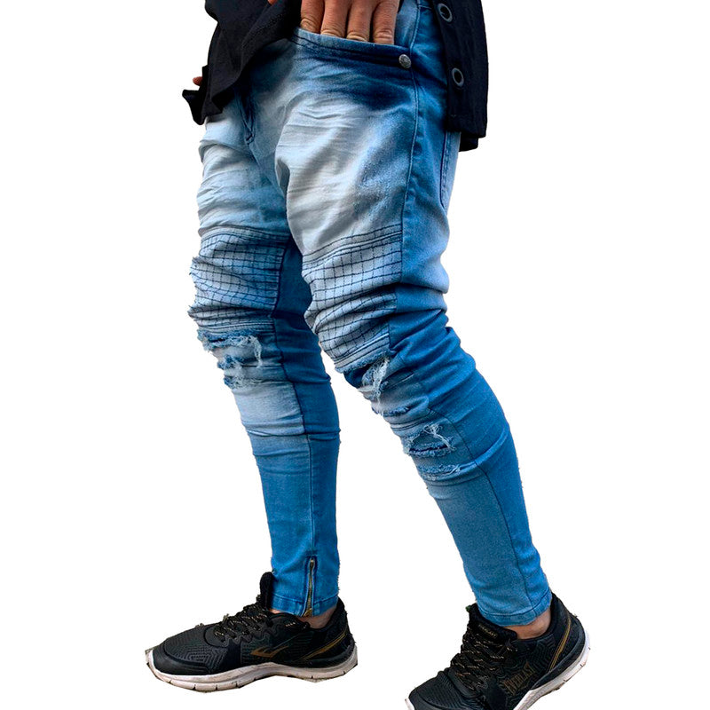 Calça Tradicional Masculina JEANS AZUL Destroyed Clara PLUS SIZE