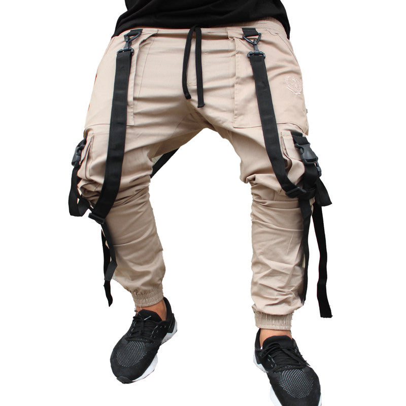 Calça Jogger Masculina BEGE Trend Suspenders Tracks