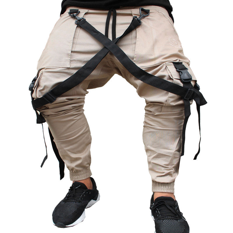 Calça Jogger Masculina BEGE Trend Suspenders Tracks