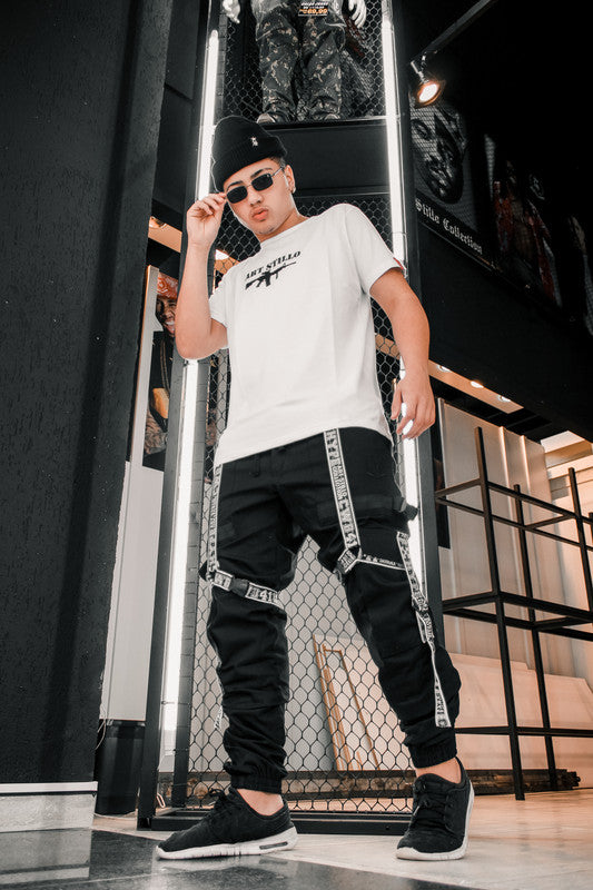 Calça Jogger Masculina PRETA New Combat Tracks BRANCA PLUS SIZE