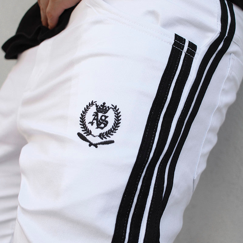 Calça Jogger Masculina BRANCA Sarja Com Listras e Botões PLUS SIZE