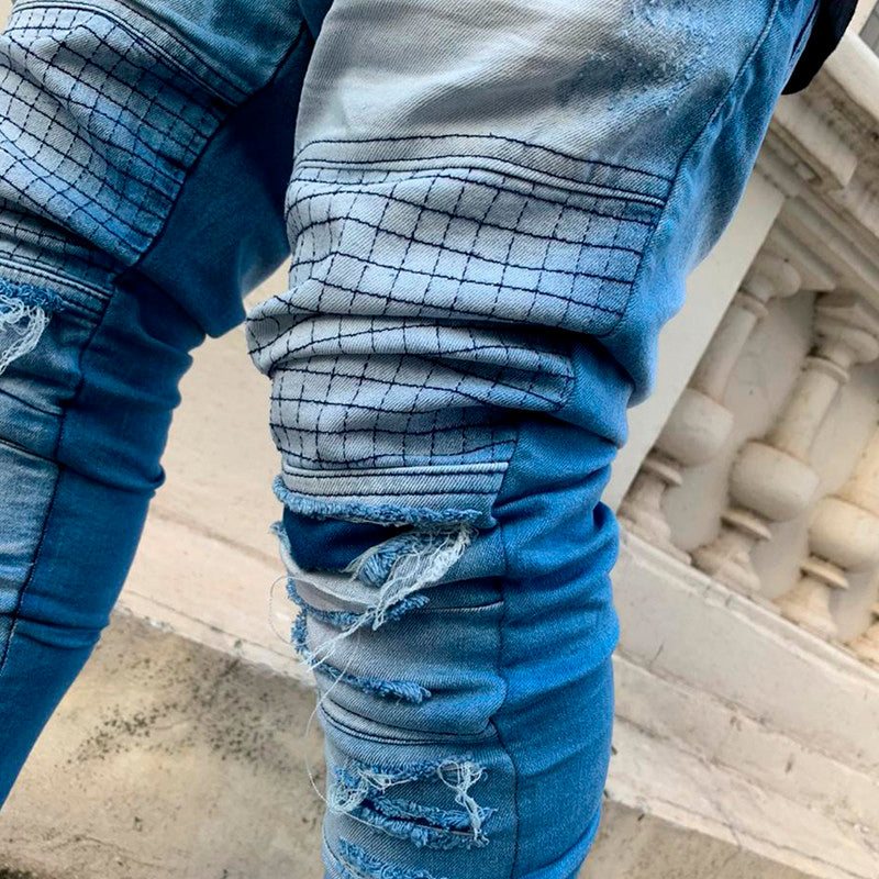 Calça Tradicional Masculina JEANS AZUL Destroyed Clara PLUS SIZE