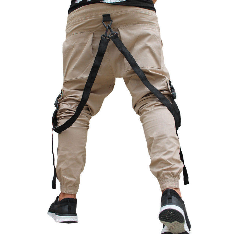 Calça Jogger Masculina BEGE Trend Suspenders Tracks