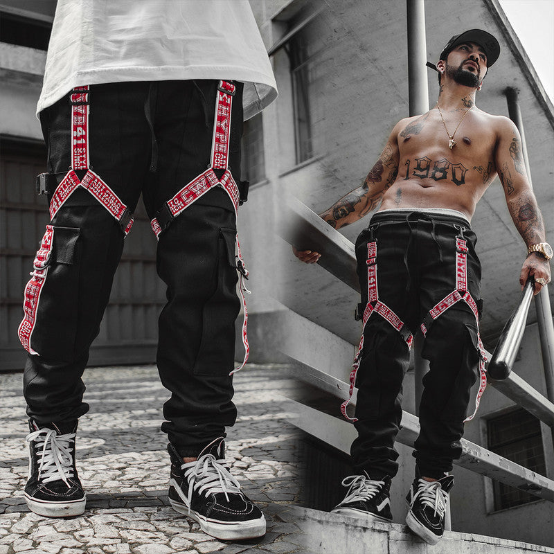 Calça Jogger Masculina PRETA New Combat Tracks VERMELHA
