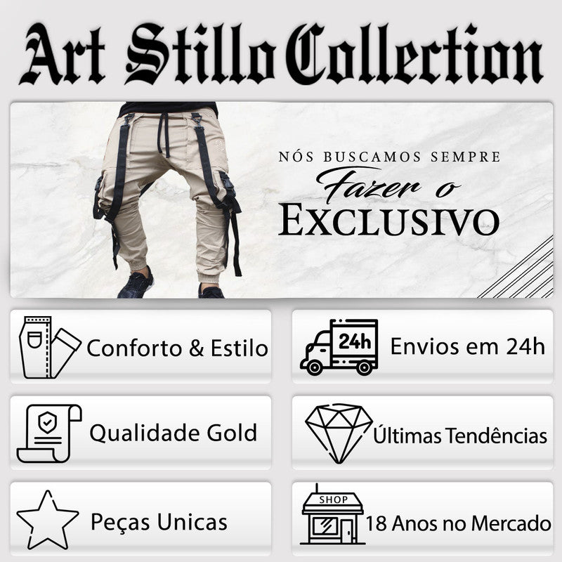 Calça Jogger Masculina BEGE Trend Suspenders Tracks