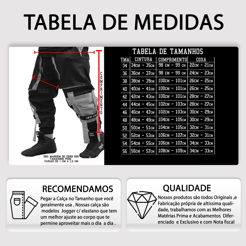 Calça Jogger Masculina PRETA A$AP Collection PLUS SIZE