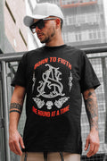 Camiseta Masculina Tradicional  BORN TO FIGHT cor PRETA
