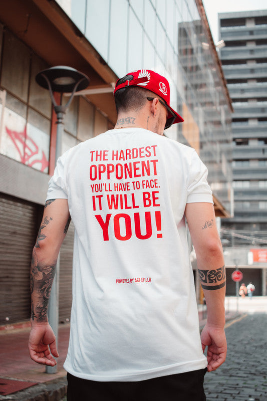 Camiseta Masculina Tradicional BORN TO FIGHT cor BRANCA