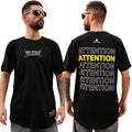 Camiseta Art Stillo Masculina Preta  Long Line Attention