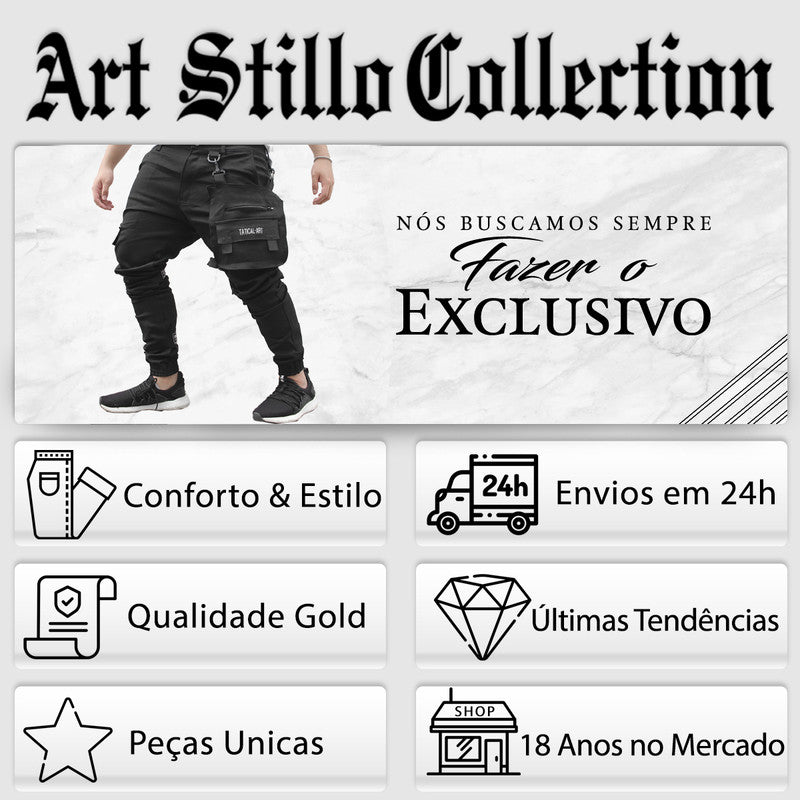Calça Jogger Masculina PRETA Tatical Art PLUS SIZE
