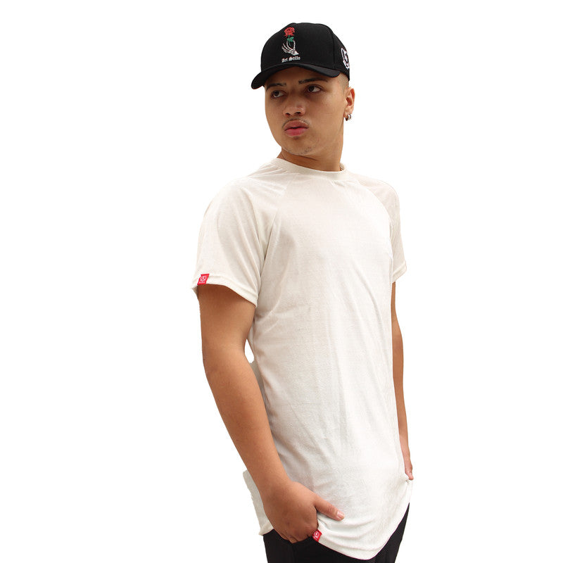 Camiseta Art Stillo Long Line Oversized Masculina Branca Veludo