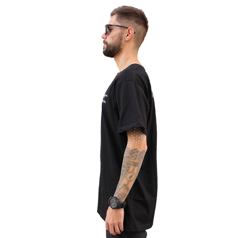 Camiseta Art Stillo Preta Masculina Tradicional Make Monei not Friends