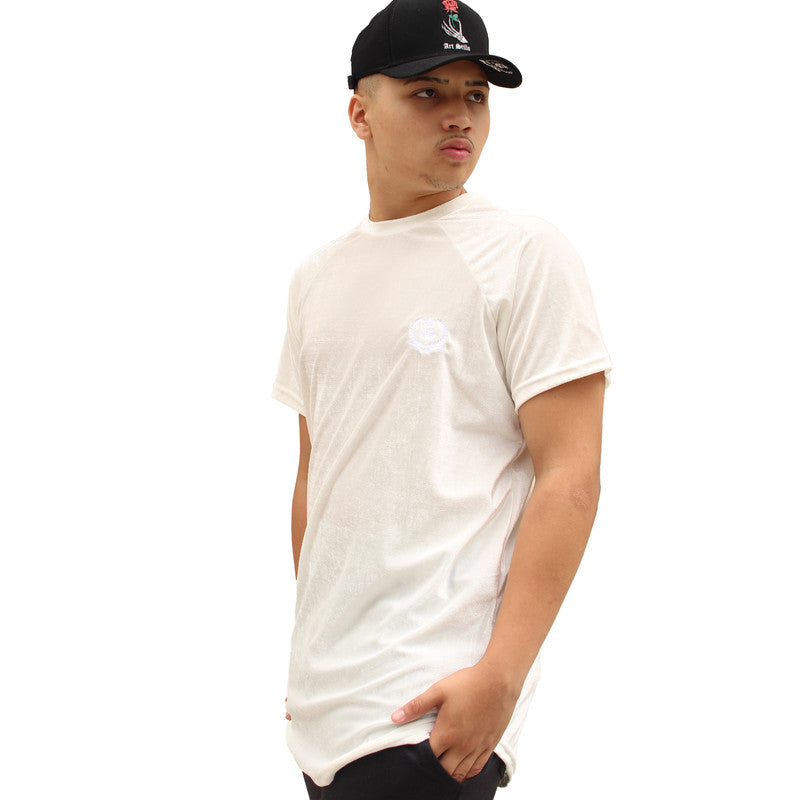 Camiseta Art Stillo Long Line Oversized Masculina Branca Veludo