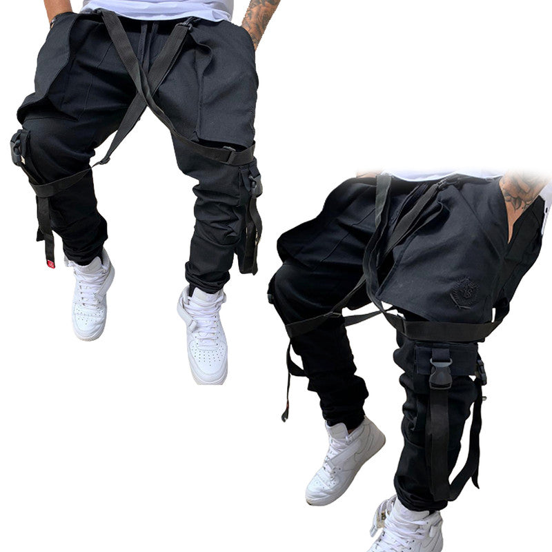 Calça Jogger Masculina PRETA Trend Suspenders Tracks PRETA PLUS SIZE
