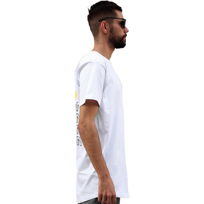 Camiseta Art Stillo Branca Masculina Long Line Attention