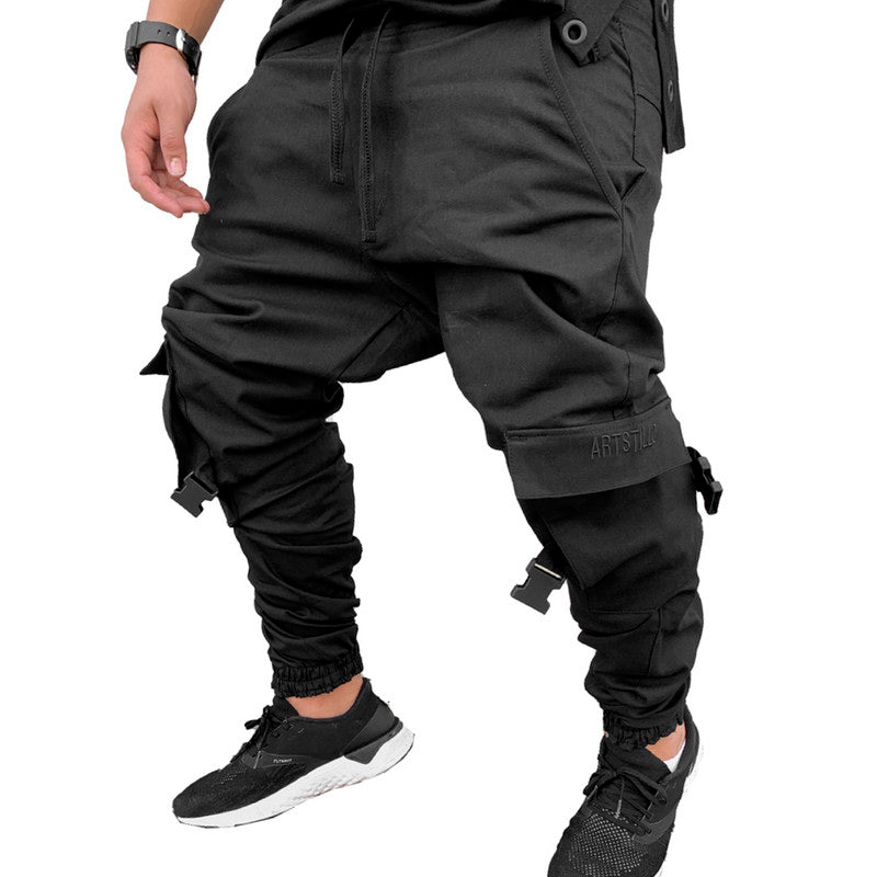 Calça Jogger Masculina PRETA Com Fitas AMARELA PLUS SIZE