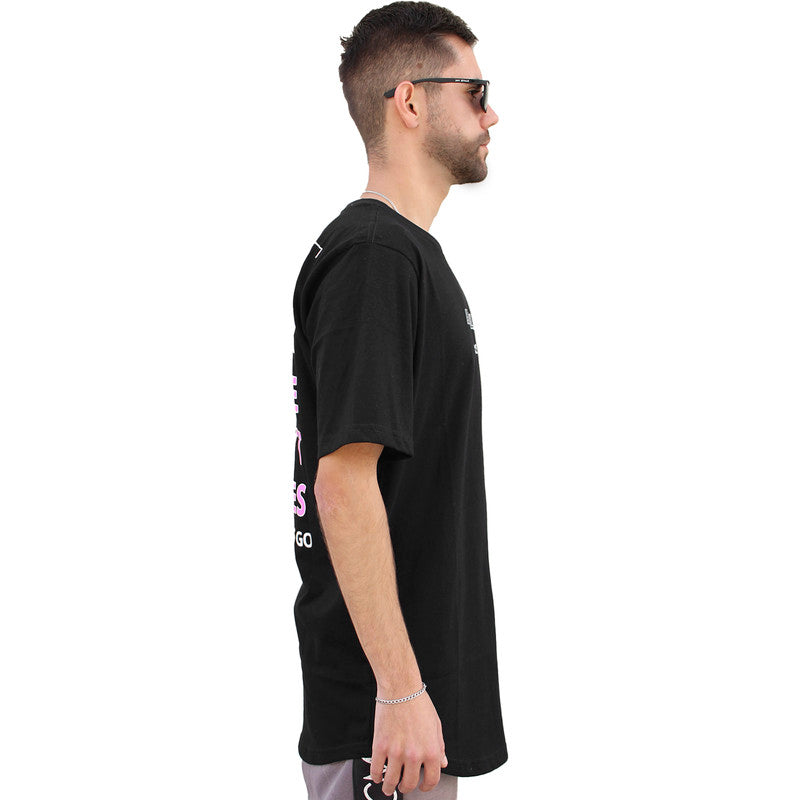 Camiseta Art Stillo Masculina Preta Long Line Winner Make Don't Excuses