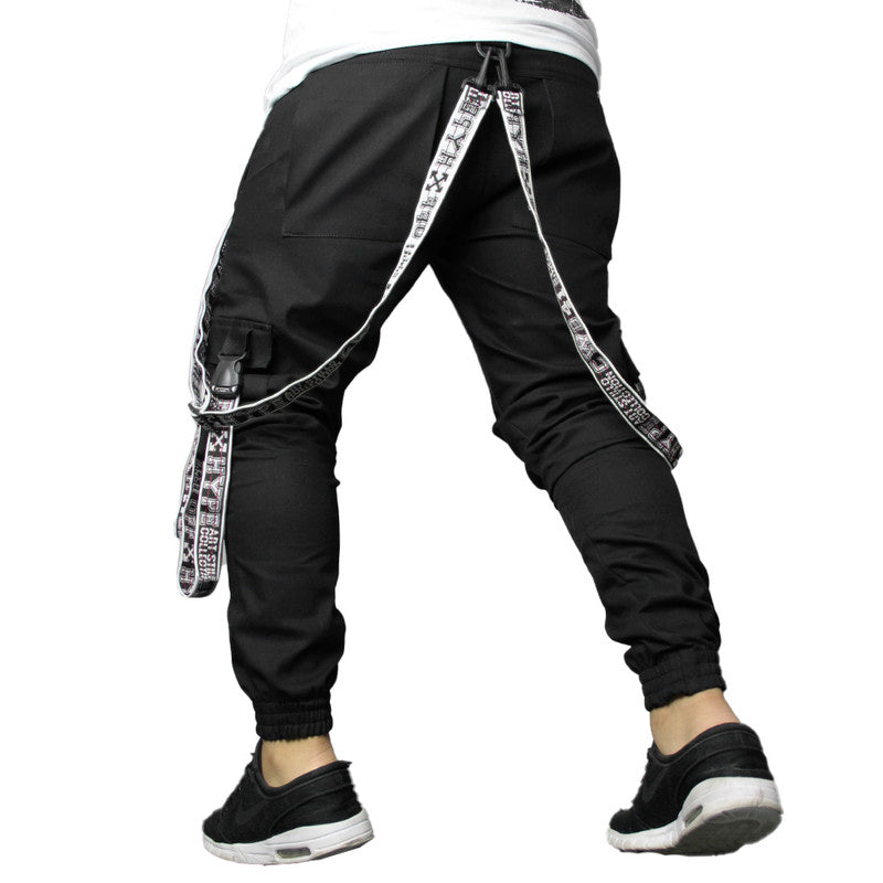 Calça Jogger Masculina PRETA Trend Suspenders Tracks BRANCA PLUS SIZE