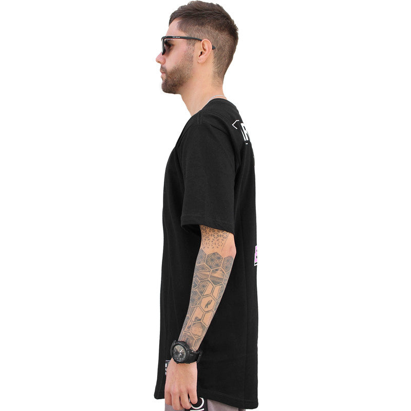 Camiseta Art Stillo Masculina Preta Long Line Winner Make Don't Excuses