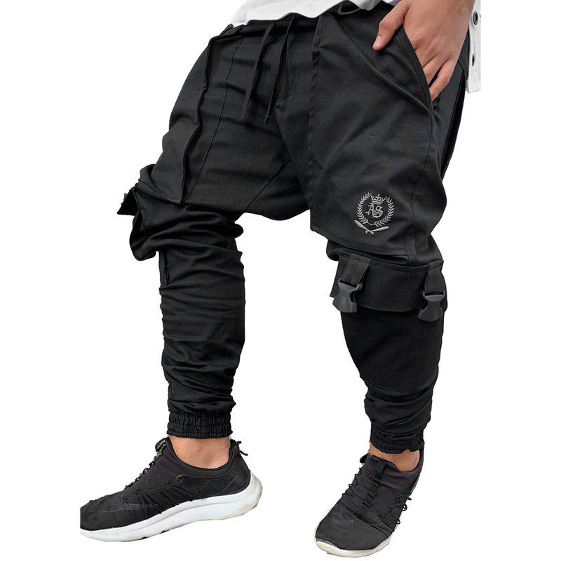 Calça Jogger Masculina PRETA Trend Suspenders Tracks BRANCA PLUS SIZE