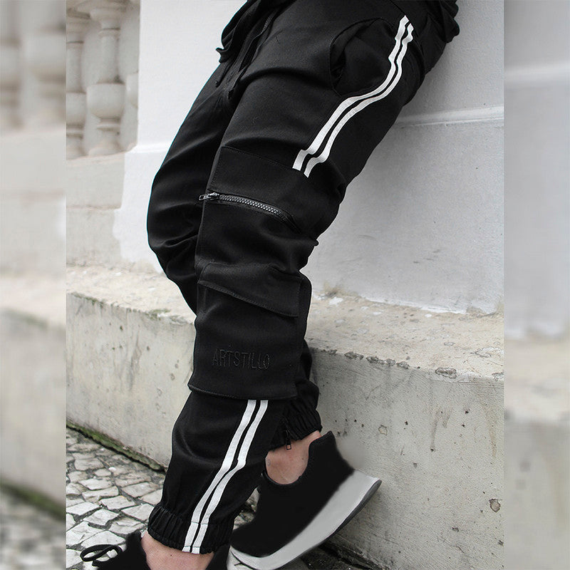 Calça Jogger Masculina PRETA Cargo Linha Lateral