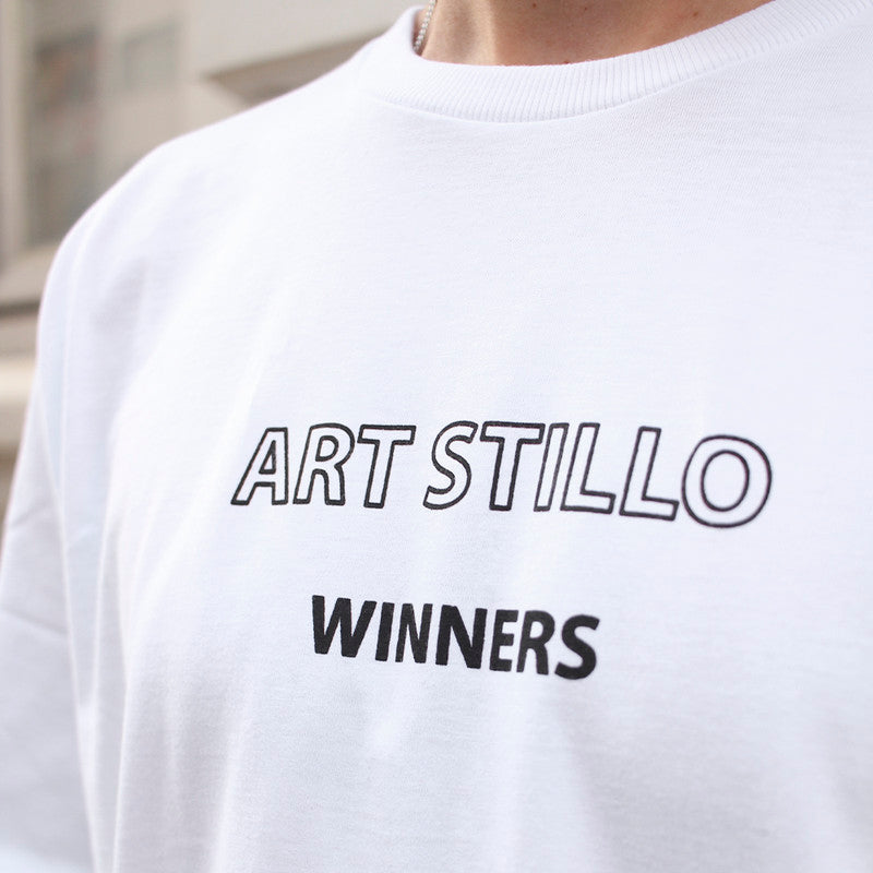 Camiseta Art Stillo Branca Masculina LongLine Winner Make Don't Excuses