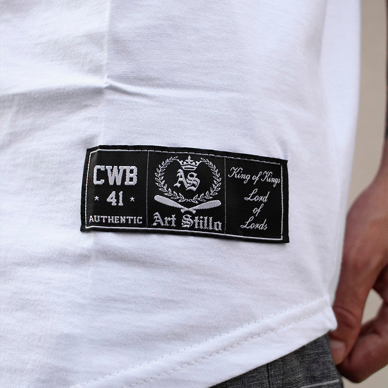 Camiseta Art Stillo Branca Masculina Long Line Attention