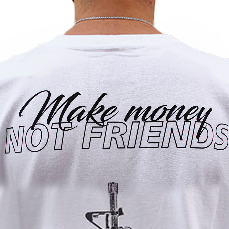 Camiseta Art Stillo Branca Masculina Tradicional Make Monei not Friends