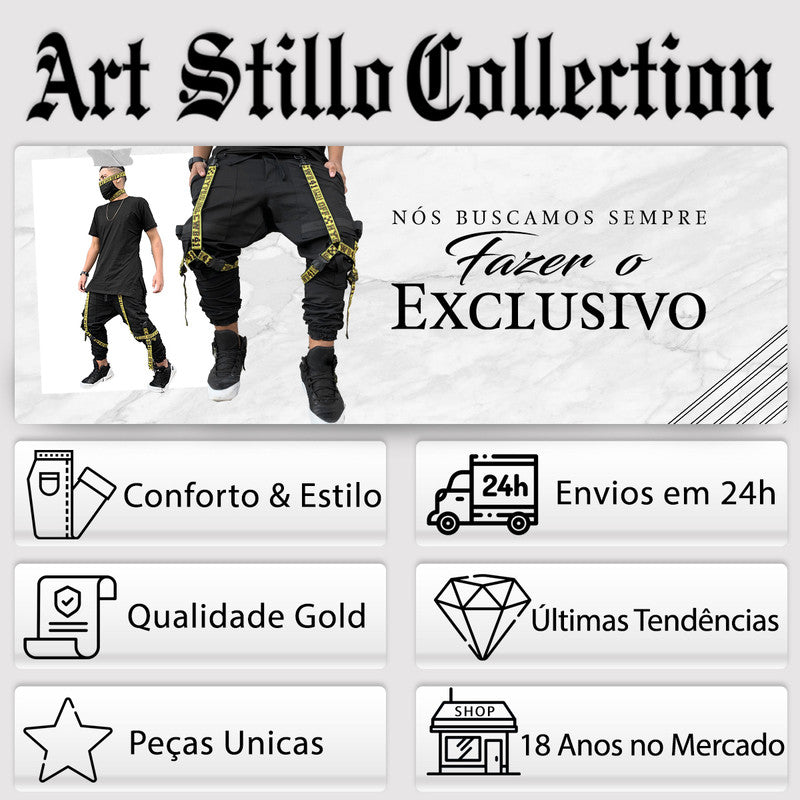 Calça Jogger Masculina PRETA New Combat Tracks AMARELA PLUS SIZE