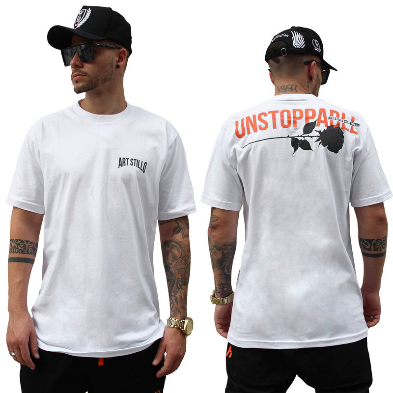 Camiseta Masculina Tradicional  BRANCA UNTOPPABLE