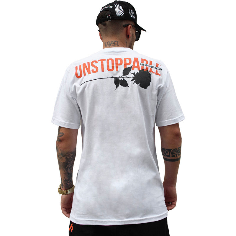 Camiseta Masculina Tradicional  BRANCA UNTOPPABLE