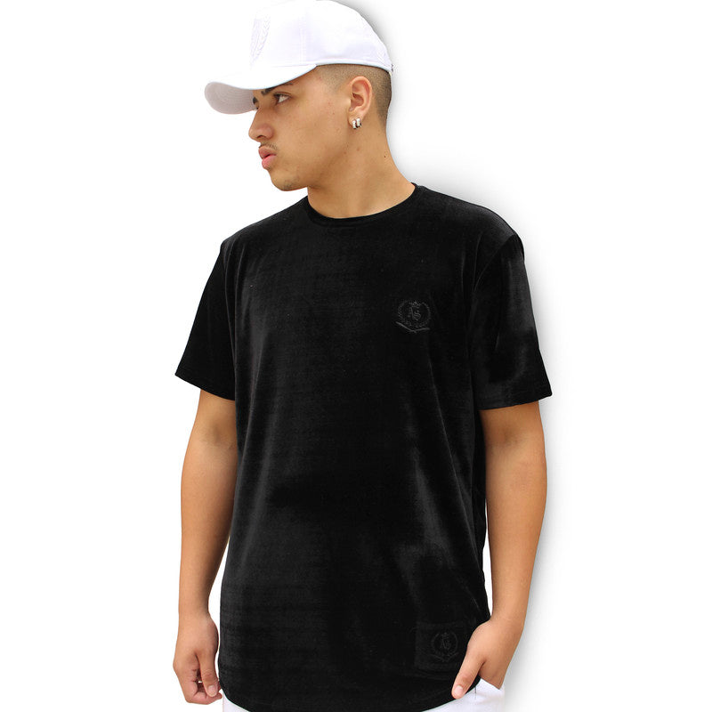 Camiseta Art Stillo Long Line  Oversized Masculina Preta Veludo