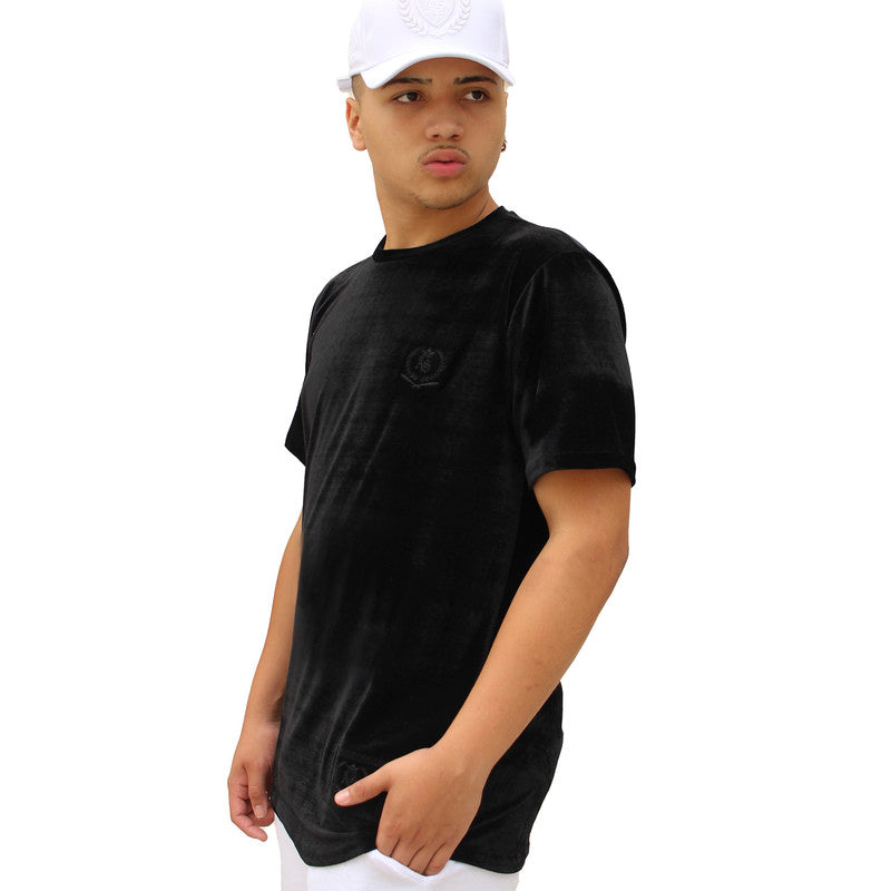 Camiseta Art Stillo Long Line  Oversized Masculina Preta Veludo