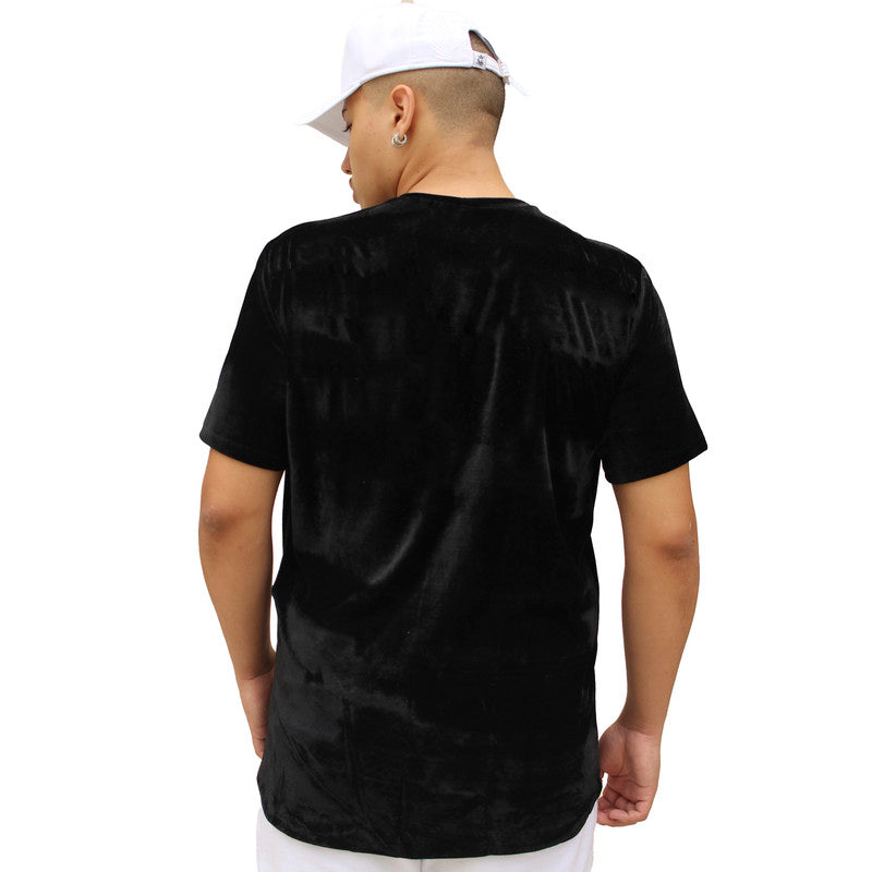 Camiseta Art Stillo Long Line  Oversized Masculina Preta Veludo